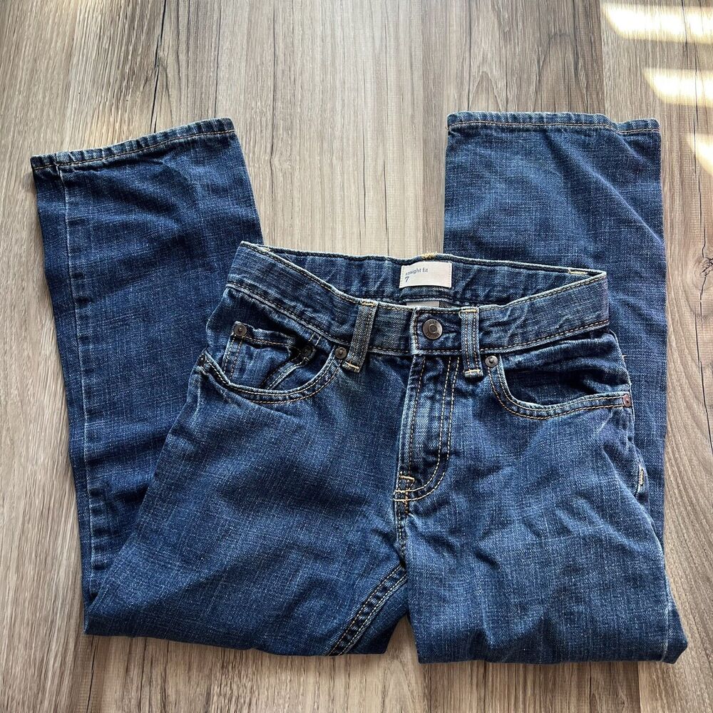 Gap Kids Boys Dark Rinse Blue Straight Fit Jeans – Size 7